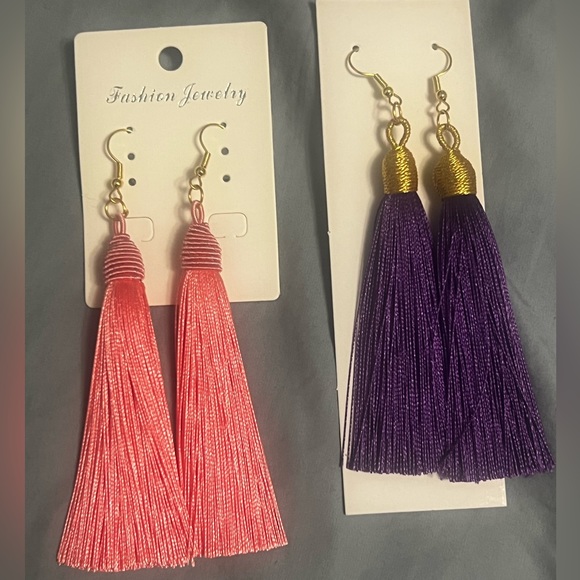 Tassel earnings in Pink and Purple, long - Picture 3 of 3
